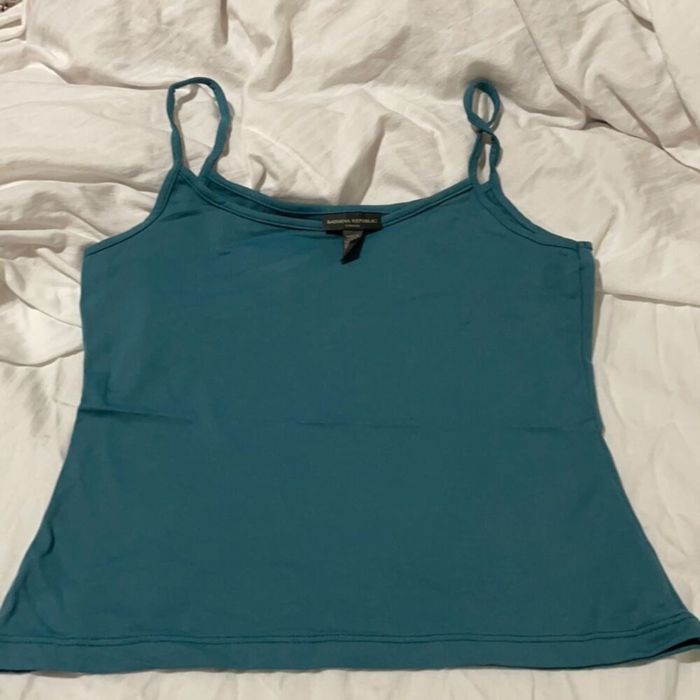 Banana Republic M teal spaghetti strap tank top euc nylon spandex blend